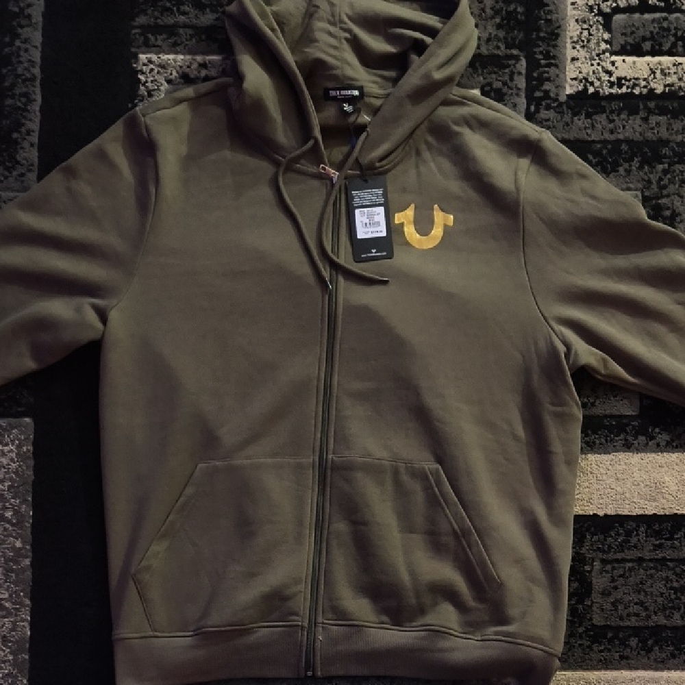 True Religion City Buddha Zip Hoodie with Gold Logo